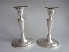 A rare pair of George III Bedroom Candlesticks