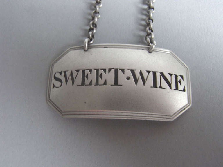 A George III Wine Label made in London circa 1790 by Susanna Barker