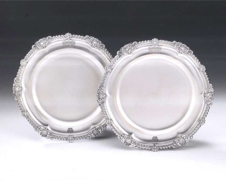 An Exceptional Pair of George IV Plates made in London in 1830 by John Bridge