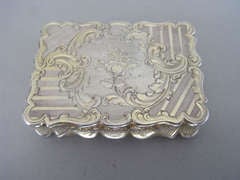 Antique A rare large parcel gilt Vinaigrette made in Birmingham in 1847