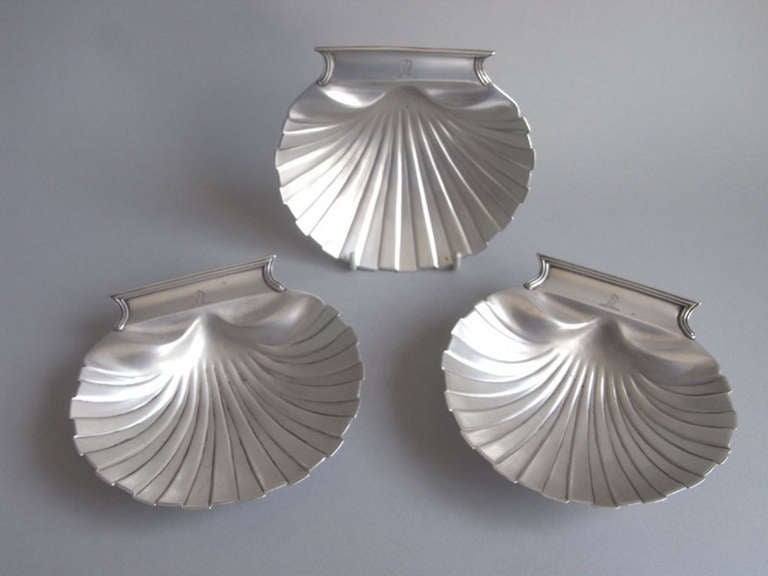 A very fine set of three George III Butter Shells made in London in 1807