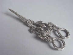 Antique A rare pair of George IV cast Grape Shears made in Dublin in 1829