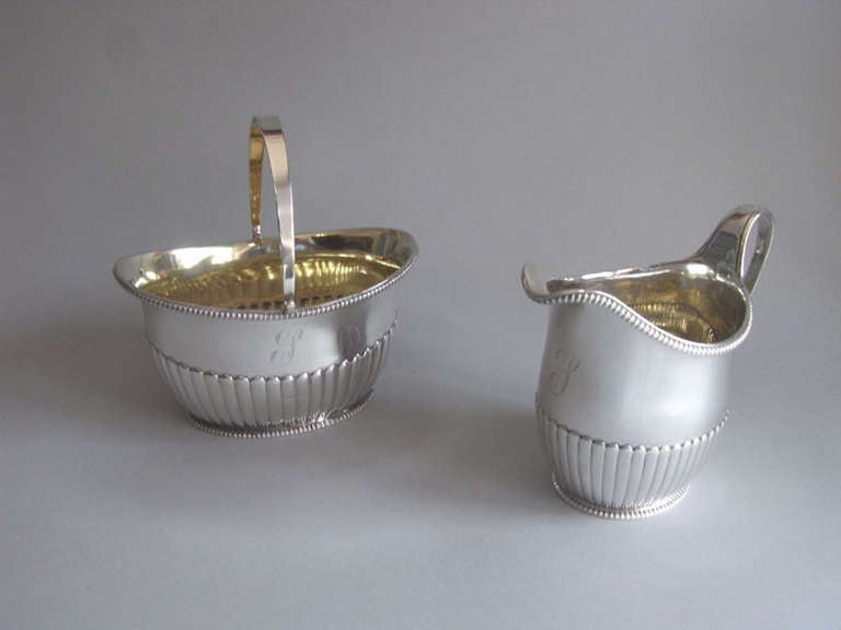 A George III Sugar Basin and Matching Milk Jug made in London in 1799