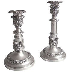 A Rare Pair Of George Iii Telescopic Candlesticks Made In Sheffield In 1820