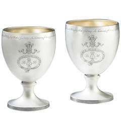 Royal Association Very Rare Pair of George III Goblets made in London in 1805