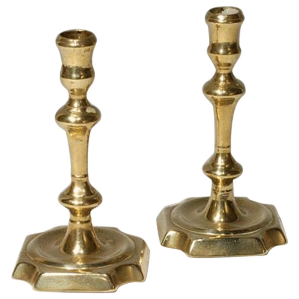 Pair 18th Century Brass Candlesticks For Sale