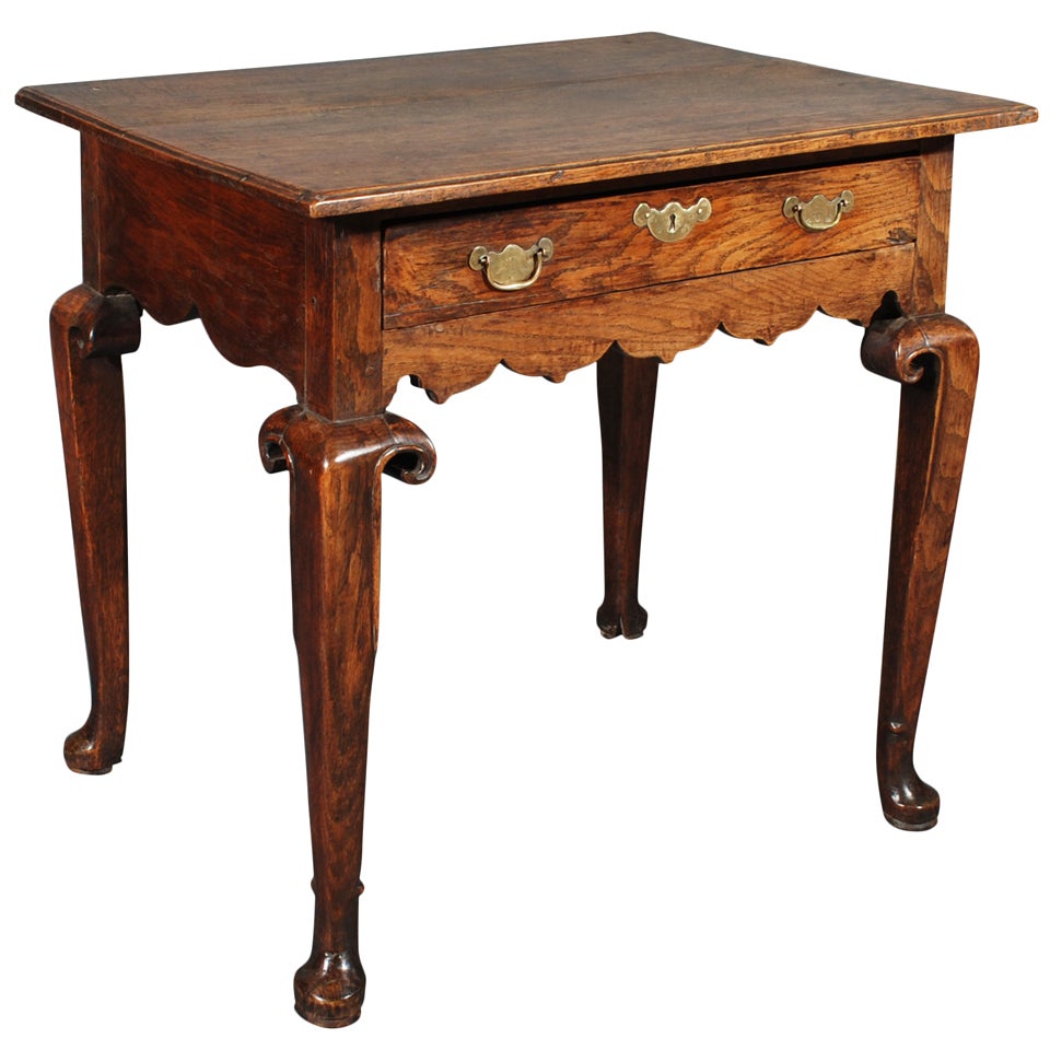 A George I Oak Single Drawer Side Table  For Sale