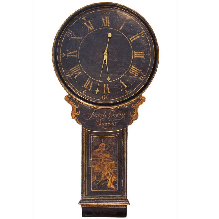An Early 18th Century Black Jappanned Tavern Clock by Josiah Emery at
