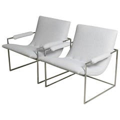 Stunning Pair of Milo Baughman Scoop Chairs