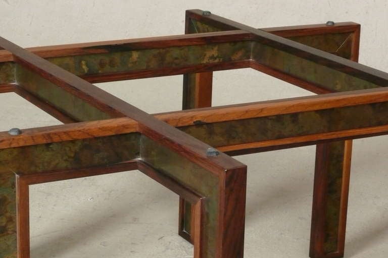 1960s Rosewood & Brass Cocktail Table by Henning Korch 3