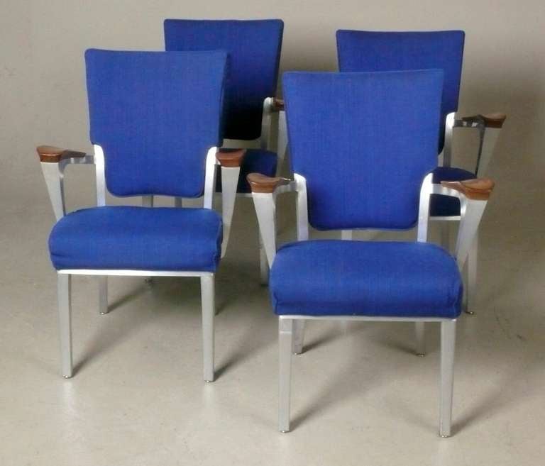 Aluminum Set of 4 1960s Shaw Walker Armchairs