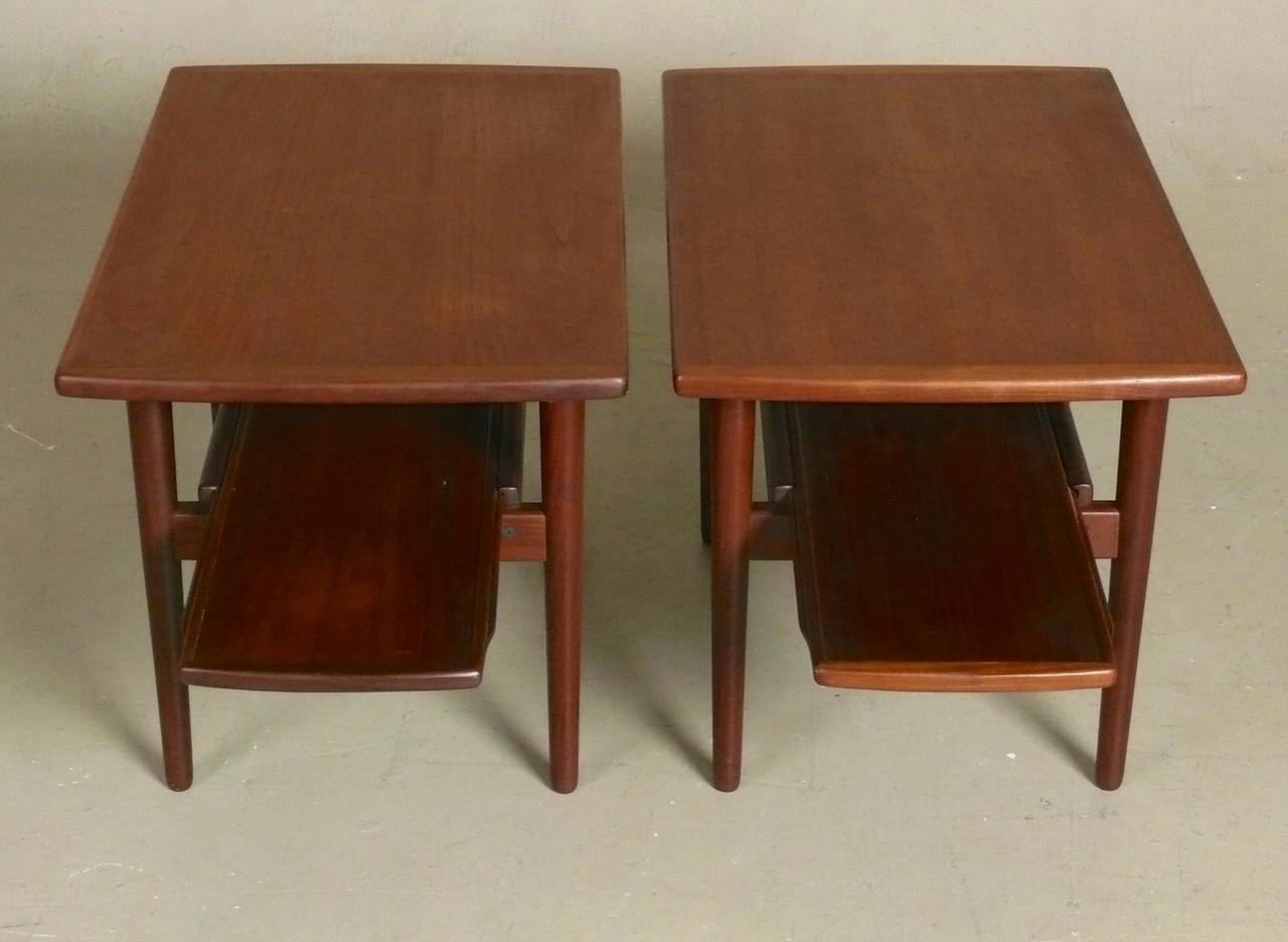 Mid-20th Century Pair of Teak Side Tables by Bramin