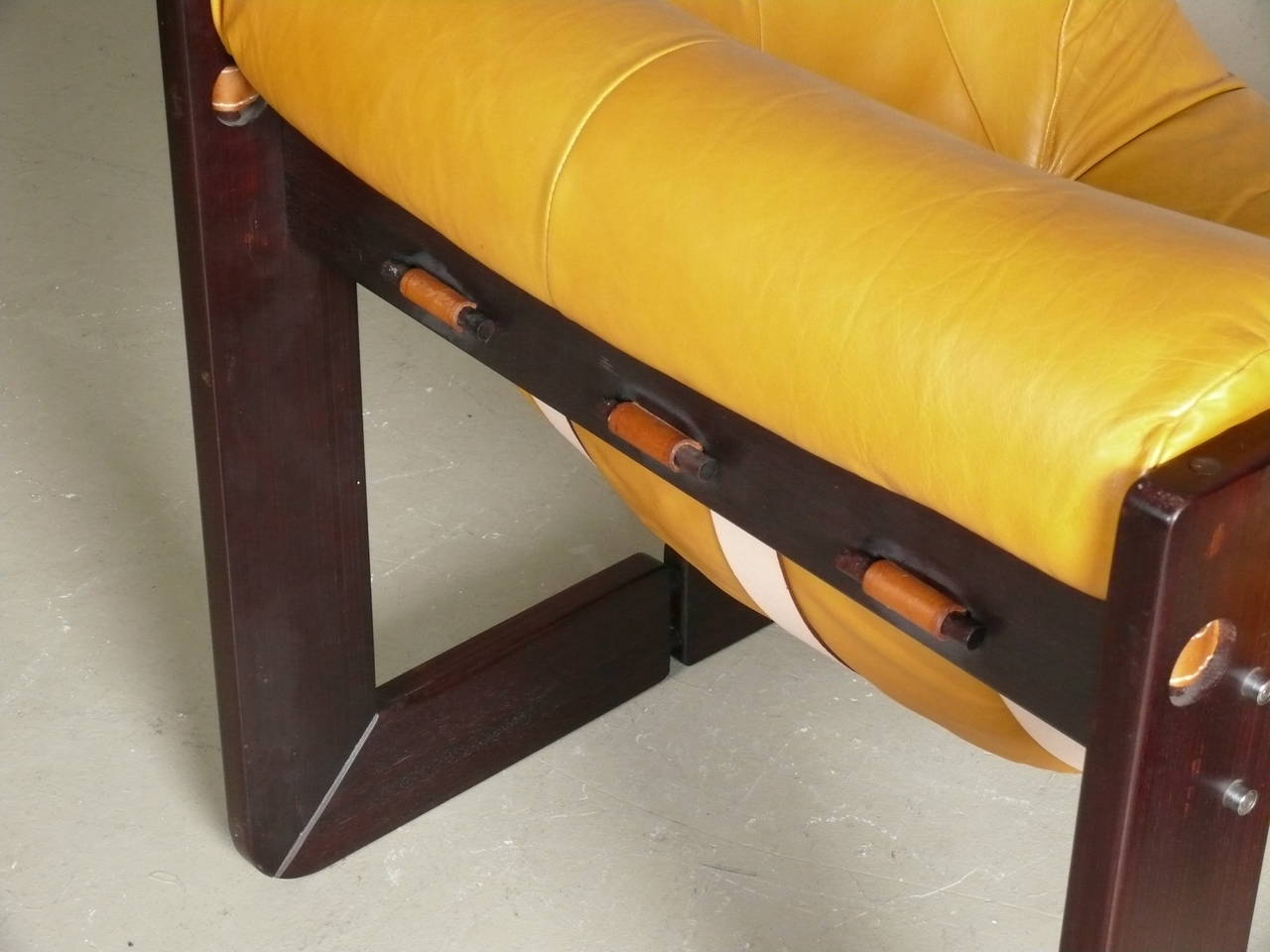 Pair of Leather and Rosewood Lounge Chairs by Percival Lafer 3