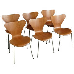 Set Of 6 "Series 7" Dining Chairs By Arne Jacobsen For Fritz Hansen