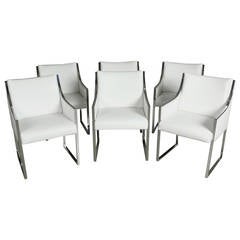 6 c.1970 Chrome Frame Dining Armchairs 6 c.1970 Chrome Frame Dining Armchairs
