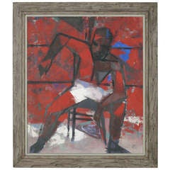 1958 Cubist Style Oil on Canvas By Larry Zink