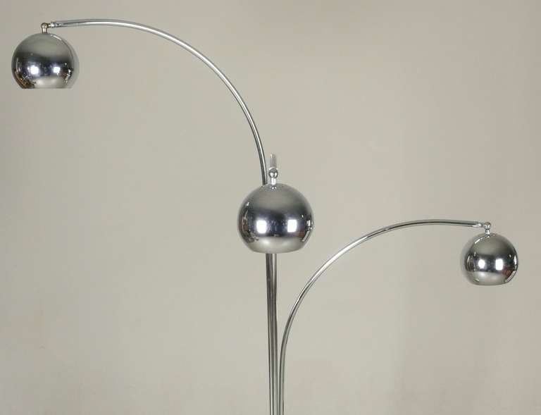 Italian Chrome 3 Arm Arc Lamp with Ball Globes 1