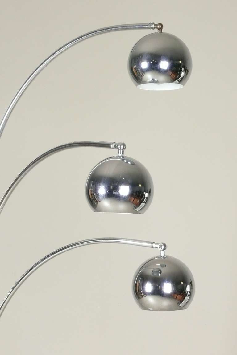 Italian Chrome 3 Arm Arc Lamp with Ball Globes 3