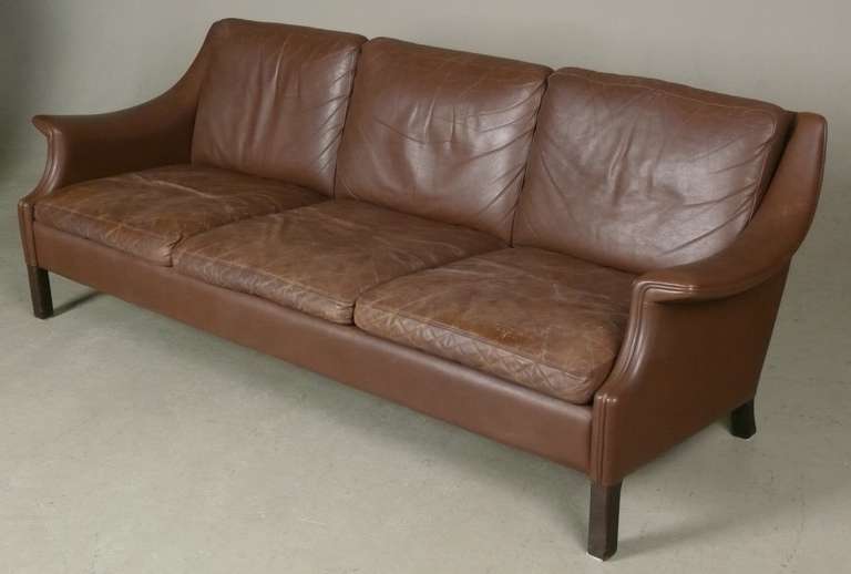 Swedish Leather Sofa by Borge Mogensen In Good Condition In Atlanta, GA