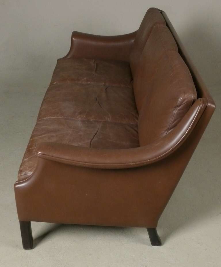 Scandinavian Modern Swedish Leather Sofa by Borge Mogensen