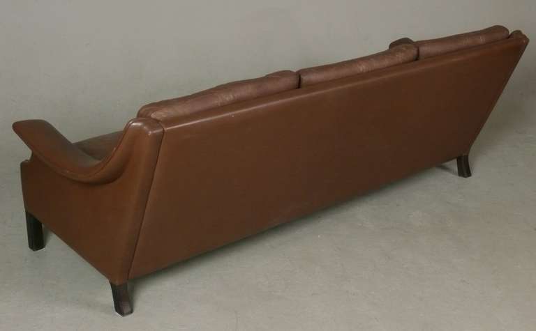 Late 20th Century Swedish Leather Sofa by Borge Mogensen