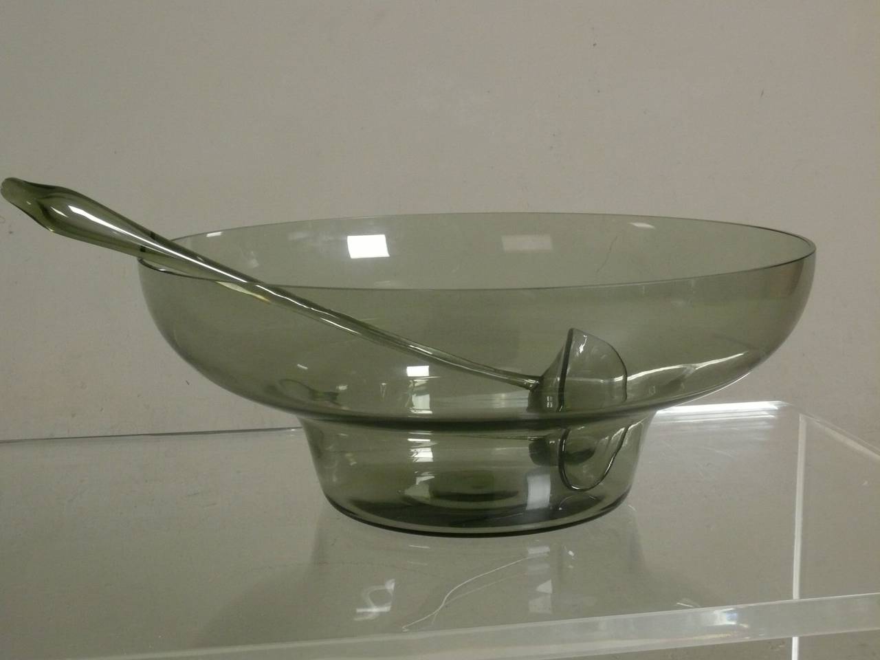 Elegant Blown Glass Punch Bowl with Ladle by Orrefors at 1stdibs