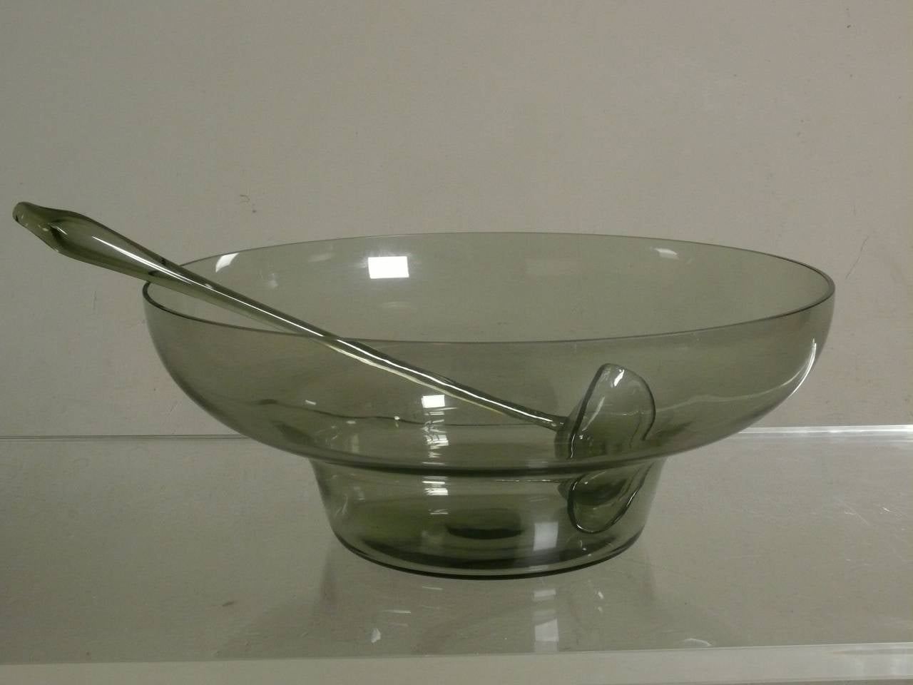 Elegant Blown Glass Punch Bowl with Ladle by Orrefors at 1stdibs