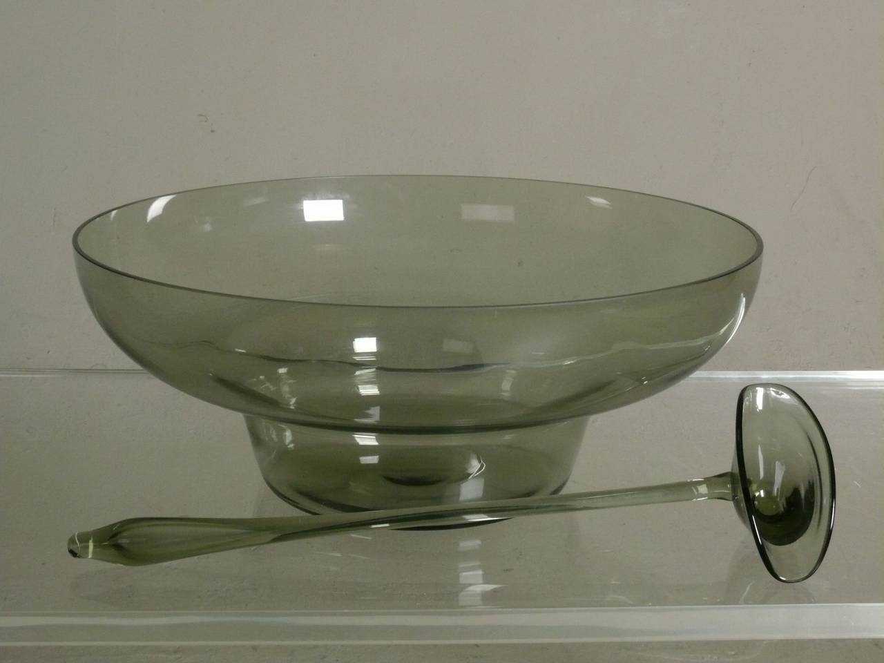 Elegant Blown Glass Punch Bowl with Ladle by Orrefors at 1stdibs