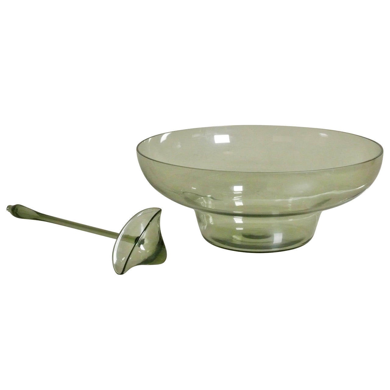 Elegant Blown Glass Punch Bowl with Ladle by Orrefors at 1stdibs
