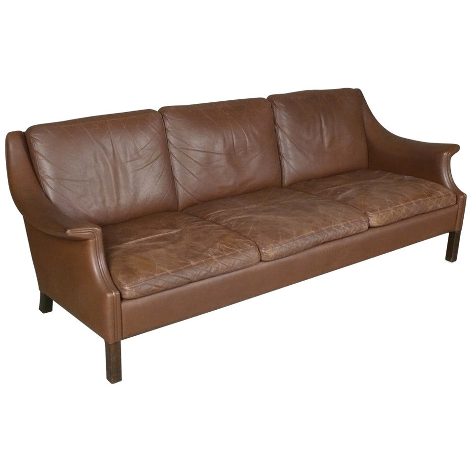 Swedish Leather Sofa by Borge Mogensen