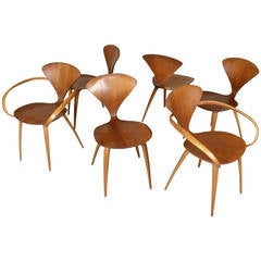 Early Set of Norman Cherner Chairs by Plycraft