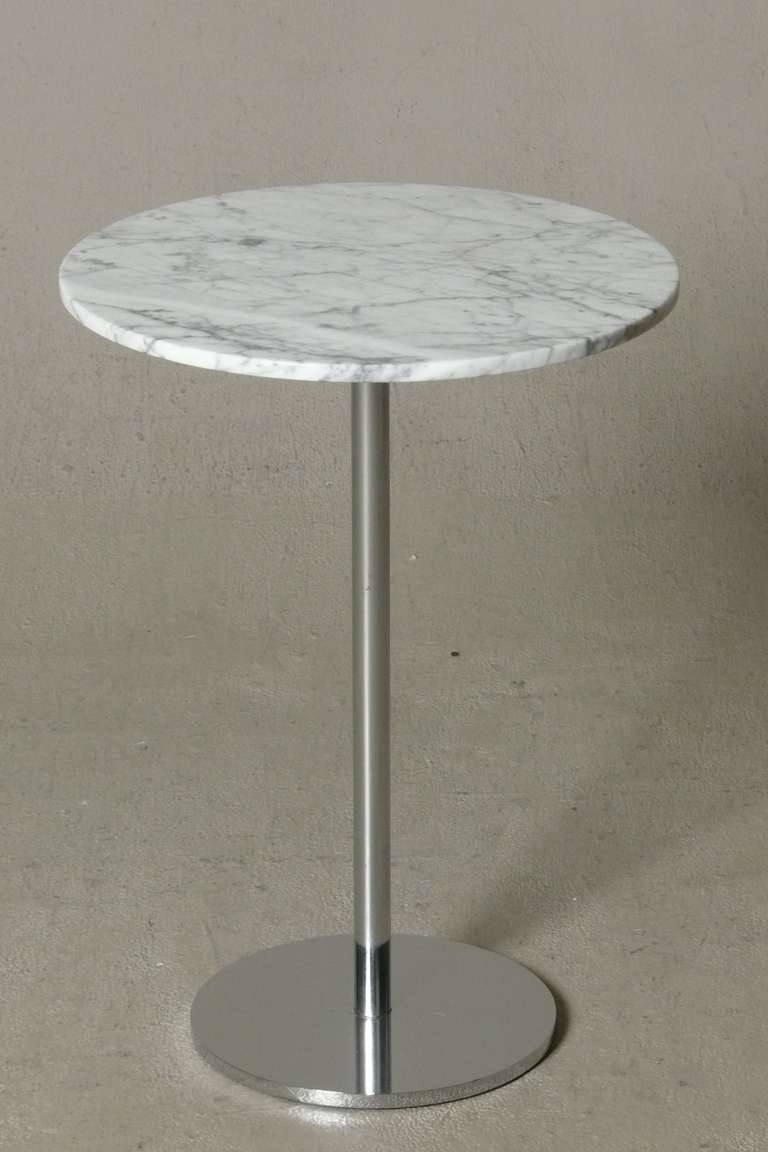 Rare chromed steel and Carrara marble side table by Hugh Acton, c. 1965.