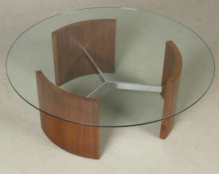 Mid-Century Modern 1960s Walnut, Chrome, and Glass Cocktail Table