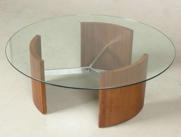 American 1960s Walnut, Chrome, and Glass Cocktail Table