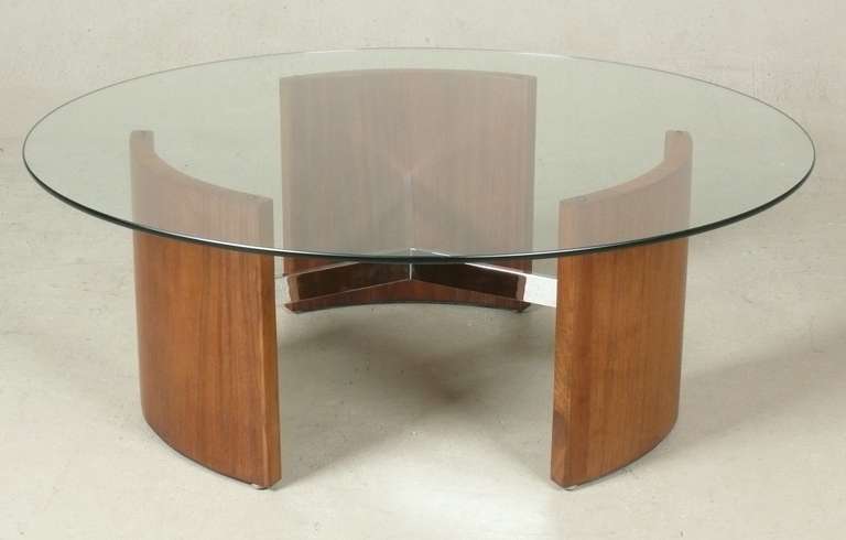 1960s Walnut, Chrome, and Glass Cocktail Table In Excellent Condition In Atlanta, GA