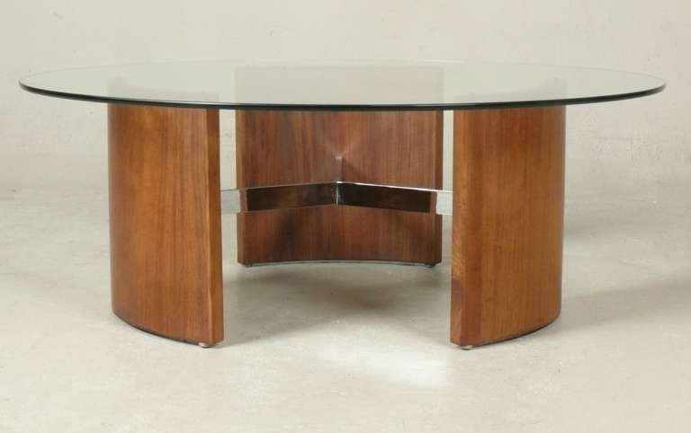 1960s Walnut, Chrome, and Glass Cocktail Table 2