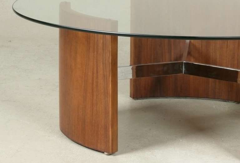 1960s Walnut, Chrome, and Glass Cocktail Table 3