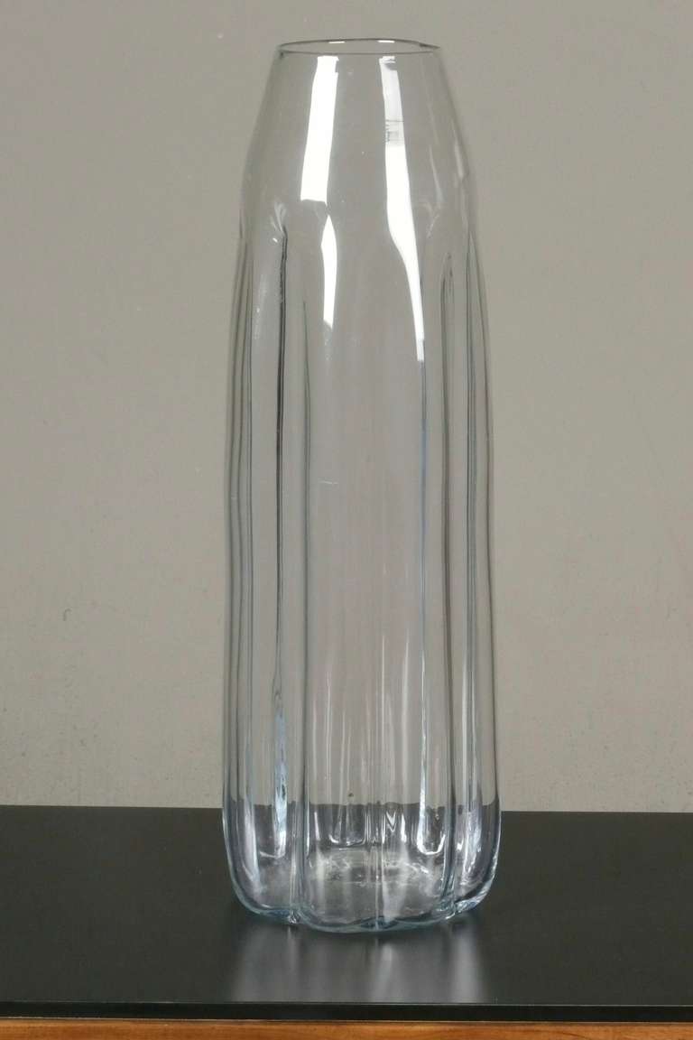 1970s blown glass #7924 Blenko floor vase designed by Don Shepherd.