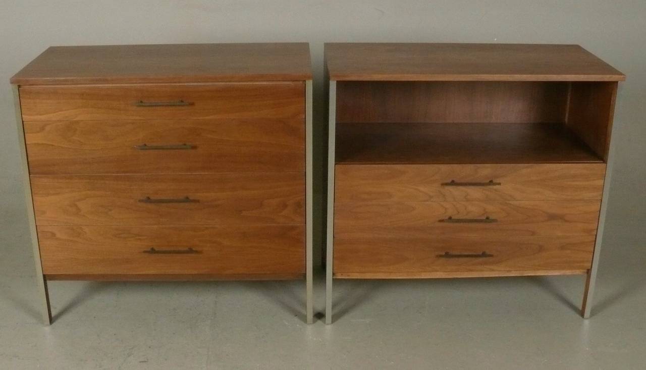 American Pair of Walnut Cabinets or Night Stands by Paul McCobb for Calvin