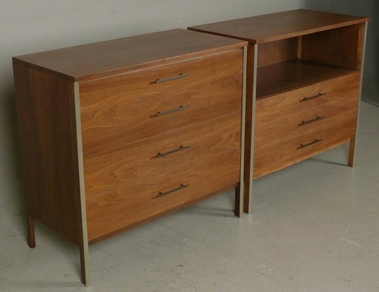 Mid-Century Modern Pair of Walnut Cabinets or Night Stands by Paul McCobb for Calvin