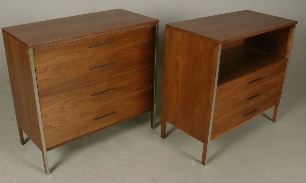 Pair of Walnut Cabinets or Night Stands by Paul McCobb for Calvin In Excellent Condition In Atlanta, GA