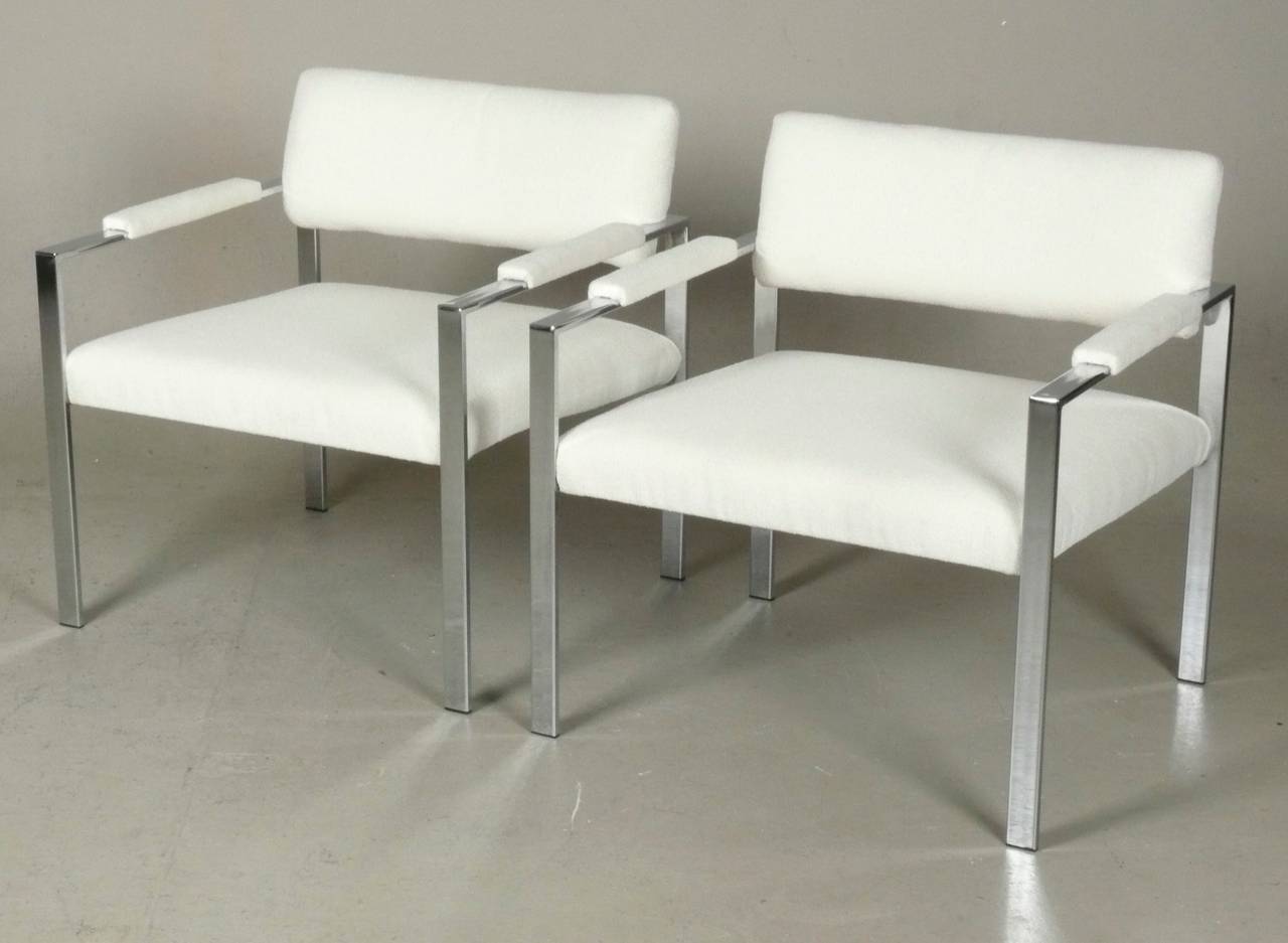 Mid-Century Modern Large-Scale Chrome Club Chairs Attributed to Milo Baughman