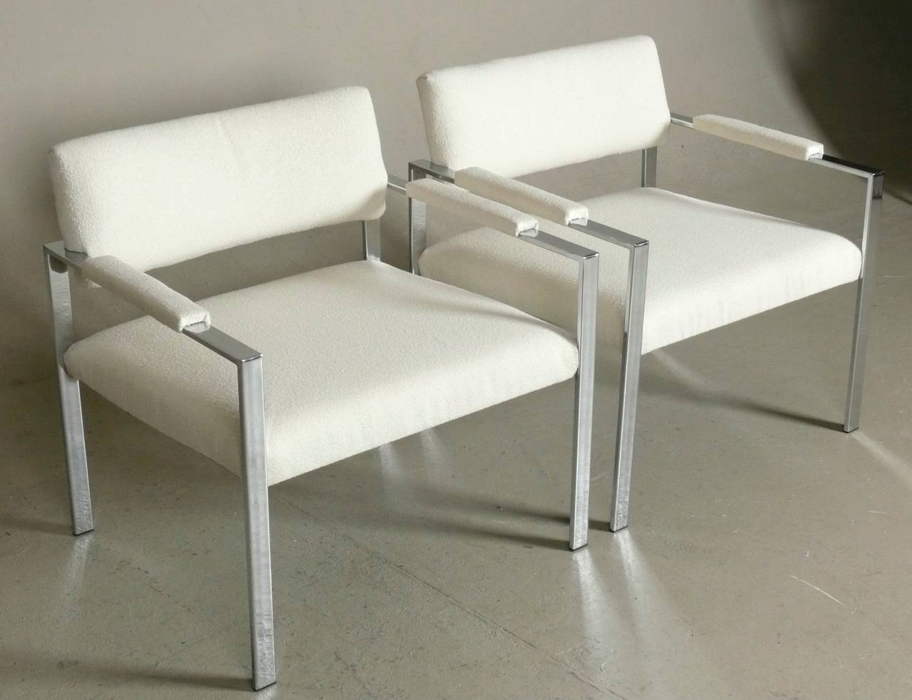 American Large-Scale Chrome Club Chairs Attributed to Milo Baughman
