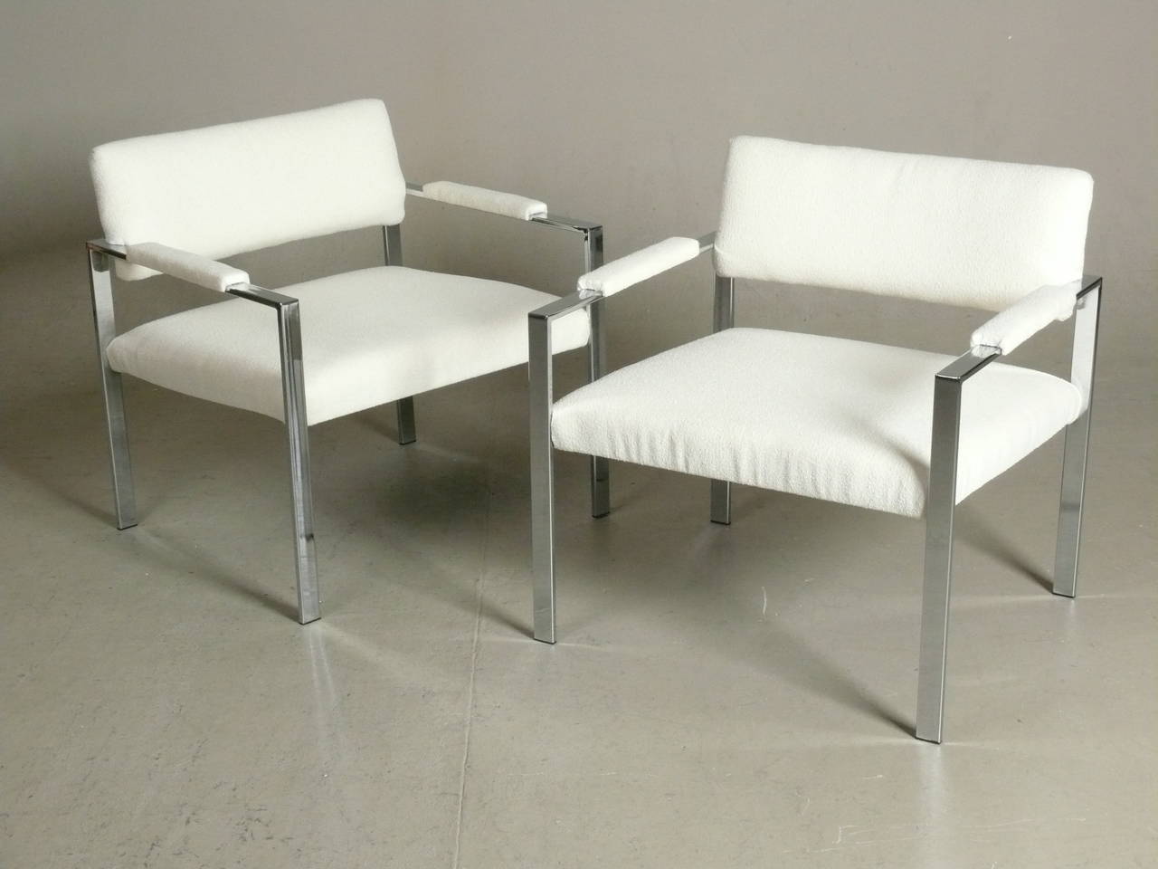 Large-Scale Chrome Club Chairs Attributed to Milo Baughman 1