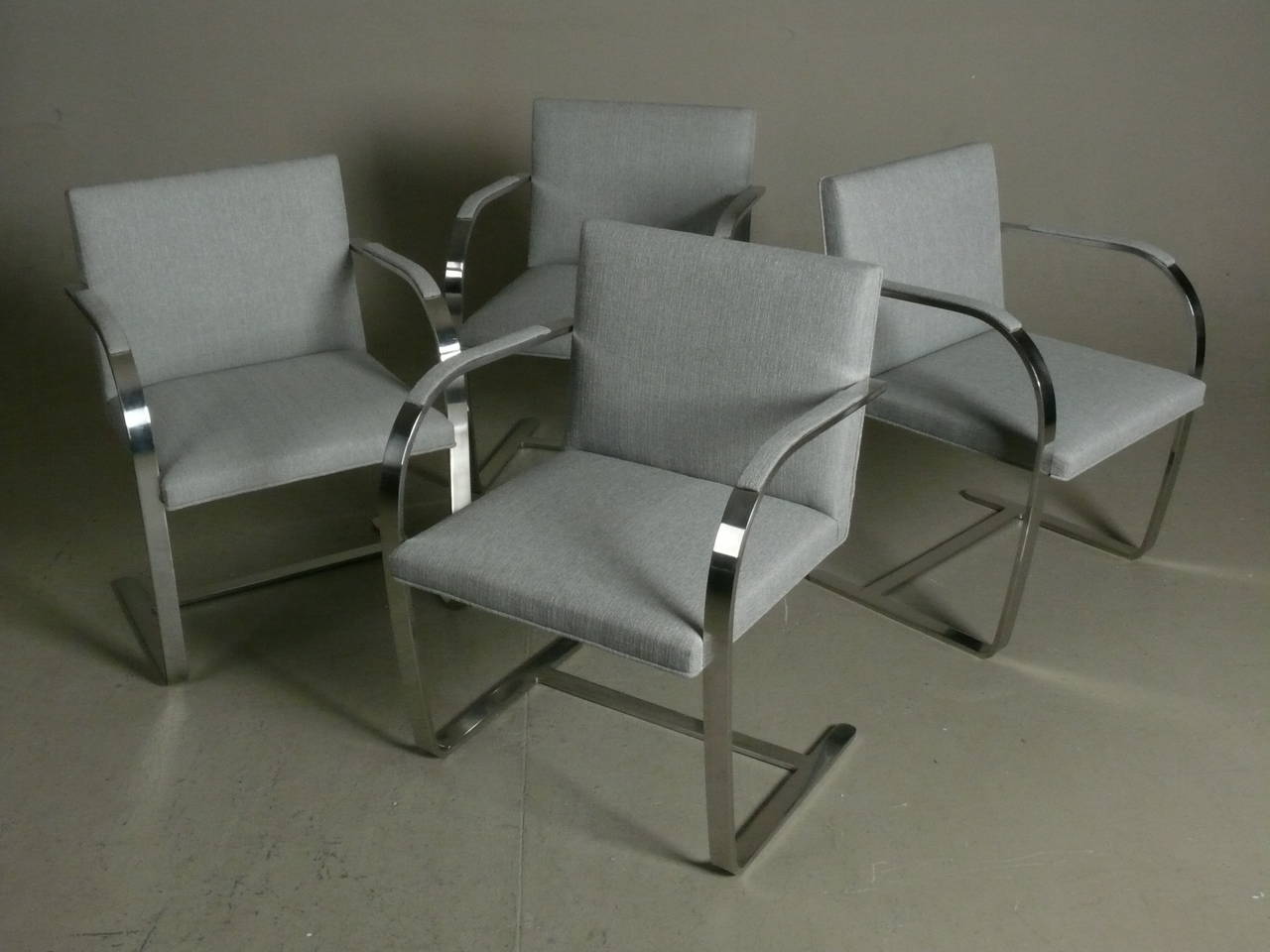 Set of Four Mies van der Rohe Stainless Flatbar Brno Chairs by Brueton 2