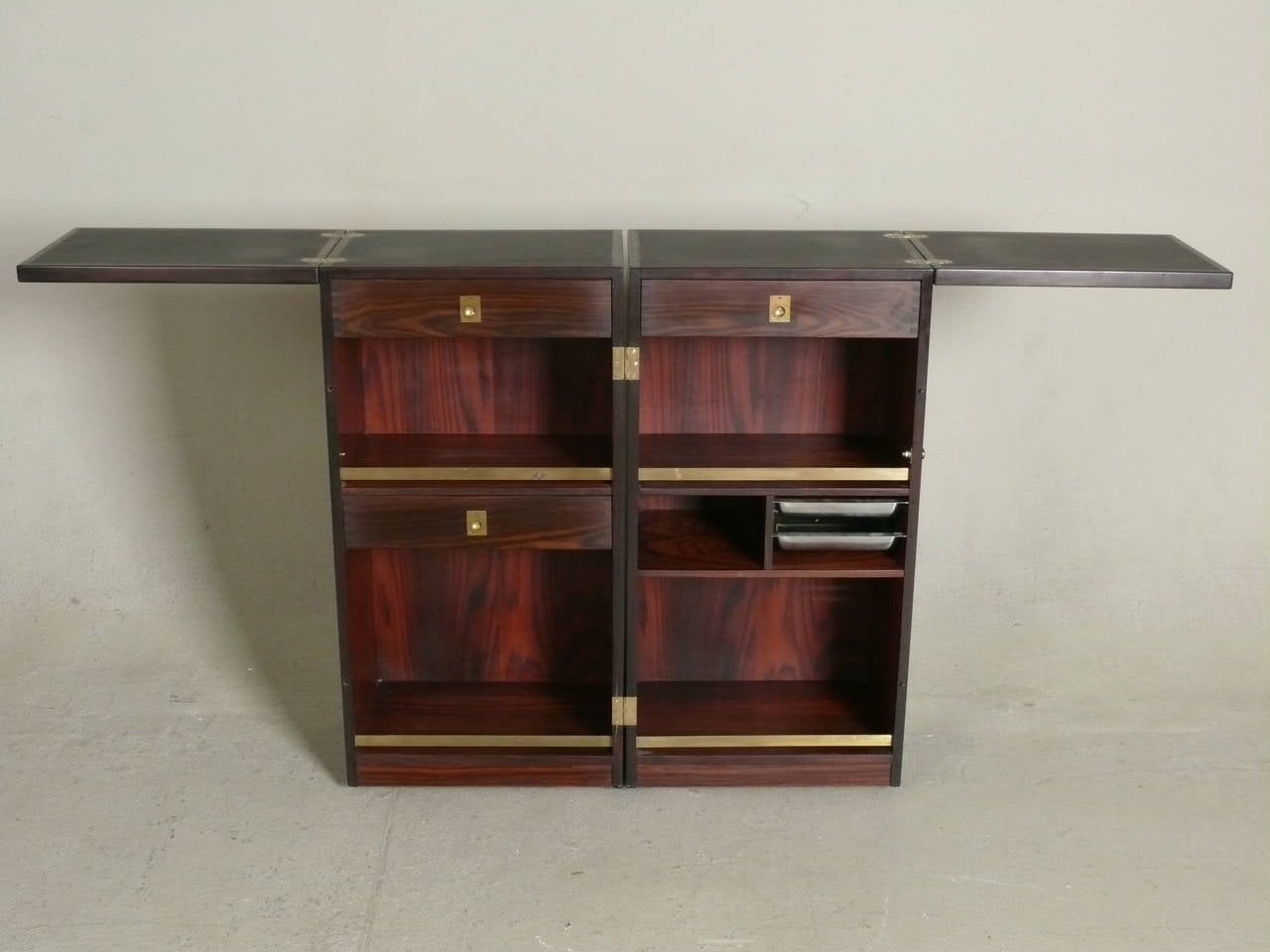 Folding Rosewood and Brass Bar or Console by Skovby, Denmark 1