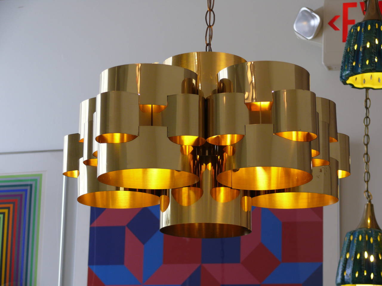 Mid-Century Modern 1970s Polished Brass 'Cloud' Chandelier by Curtis Jere