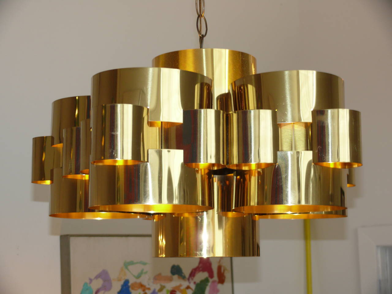 1970s Polished Brass 'Cloud' Chandelier by Curtis Jere In Excellent Condition In Atlanta, GA