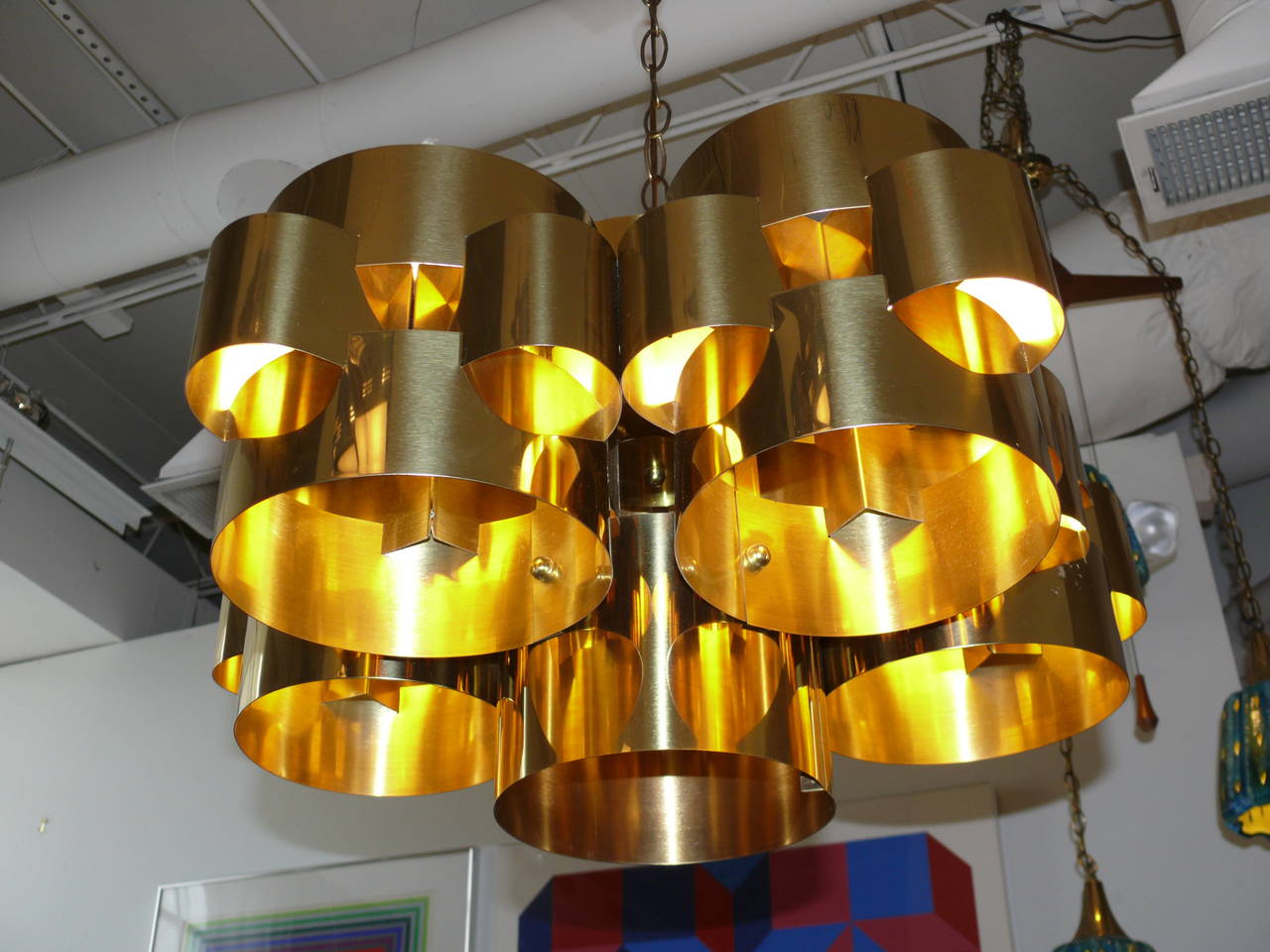 1970s Polished Brass 'Cloud' Chandelier by Curtis Jere 4