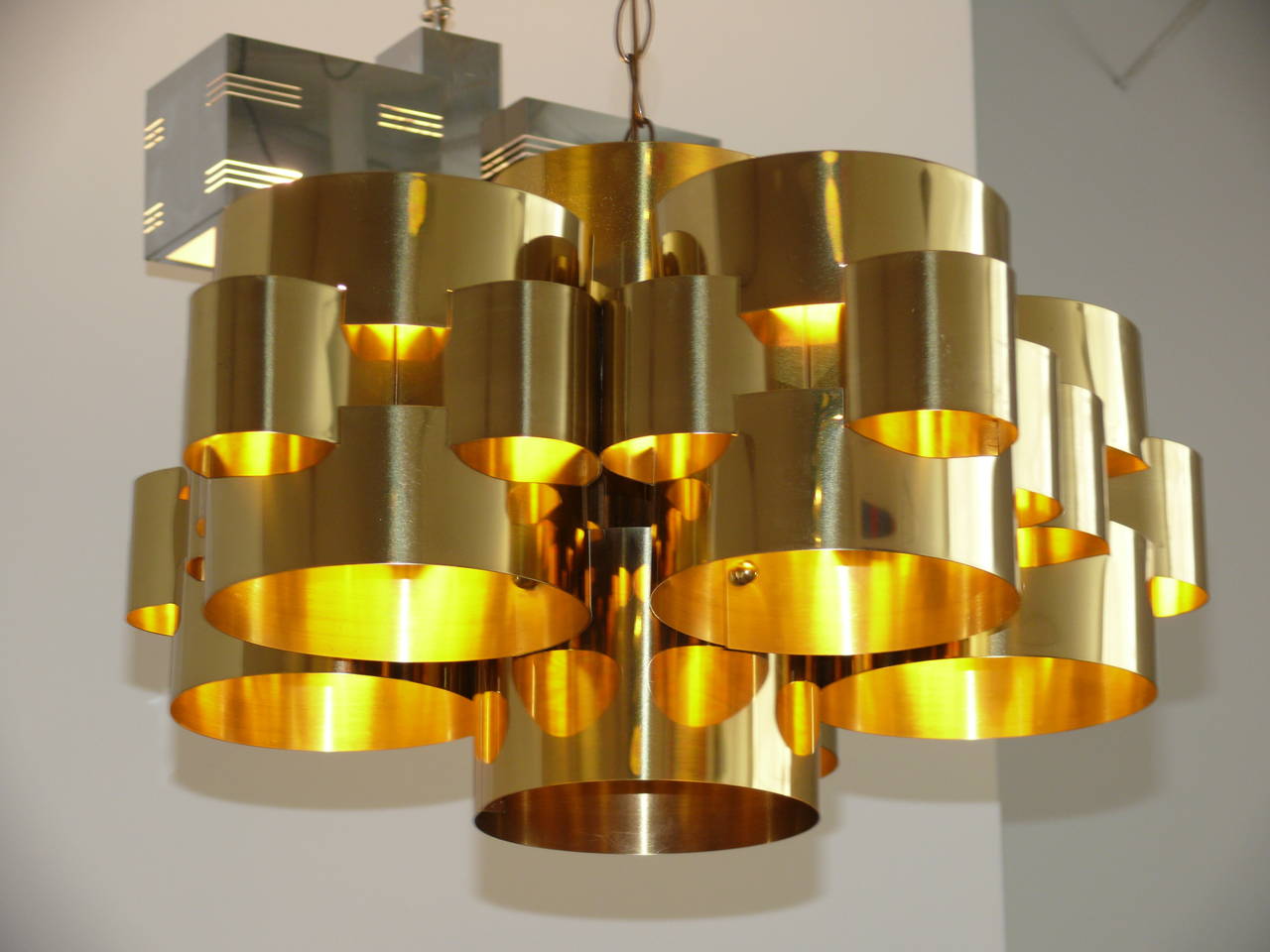 1970s Polished Brass 'Cloud' Chandelier by Curtis Jere 2